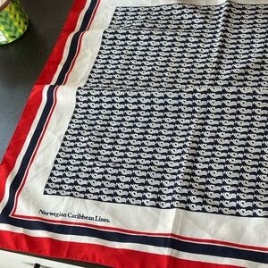 Vintage Red and blue Scarf Norwegian Caribbean lines scarf